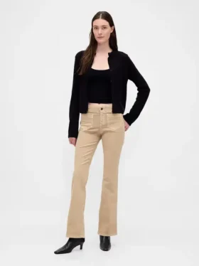Pantalones largos y ajustados de sarga de talle bajo