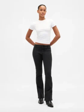 Pantalones largos y ajustados de sarga de talle bajo