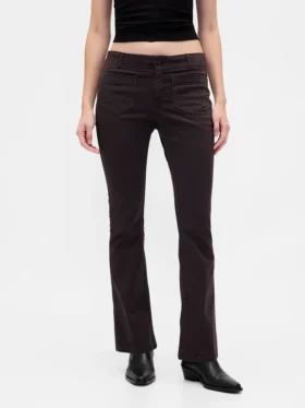Pantalones largos y ajustados de sarga de talle bajo