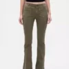 Pantalones largos y ajustados de sarga de talle bajo
