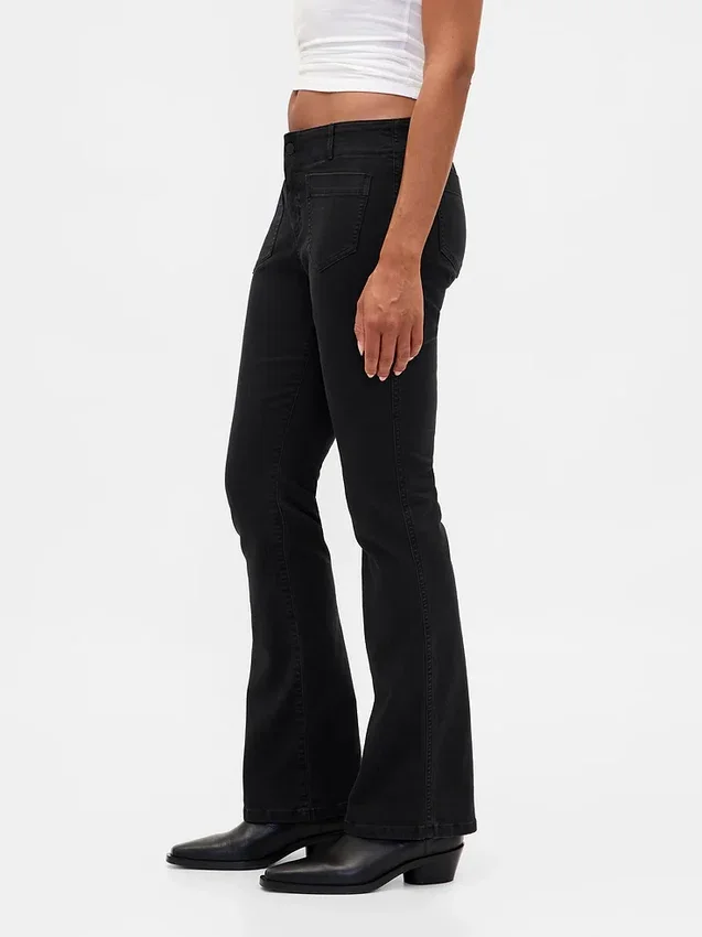 Pantalones largos y ajustados de sarga de talle bajo