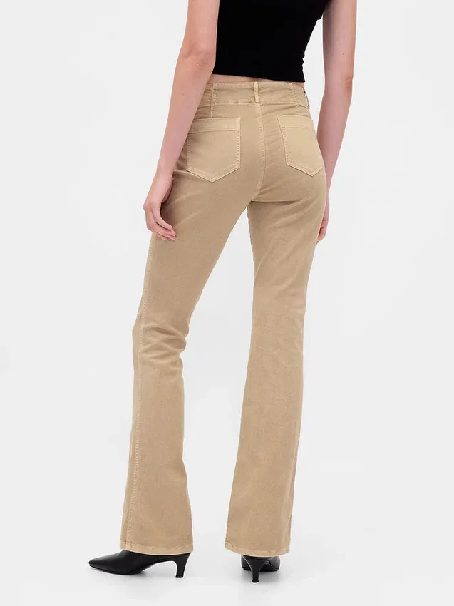 Pantalones largos y ajustados de sarga de talle bajo