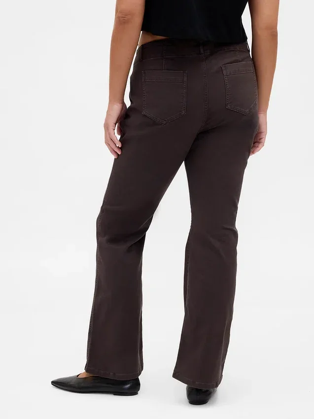 Pantalones largos y ajustados de sarga de talle bajo