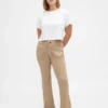 Pantalones largos y ajustados de sarga de talle bajo