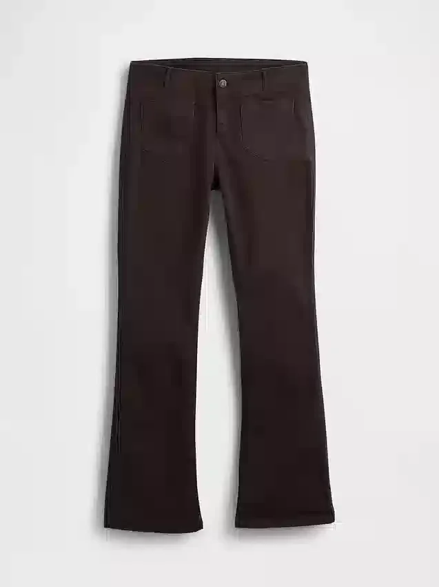 Pantalones largos y ajustados de sarga de talle bajo