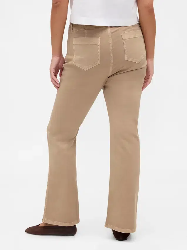 Pantalones largos y ajustados de sarga de talle bajo