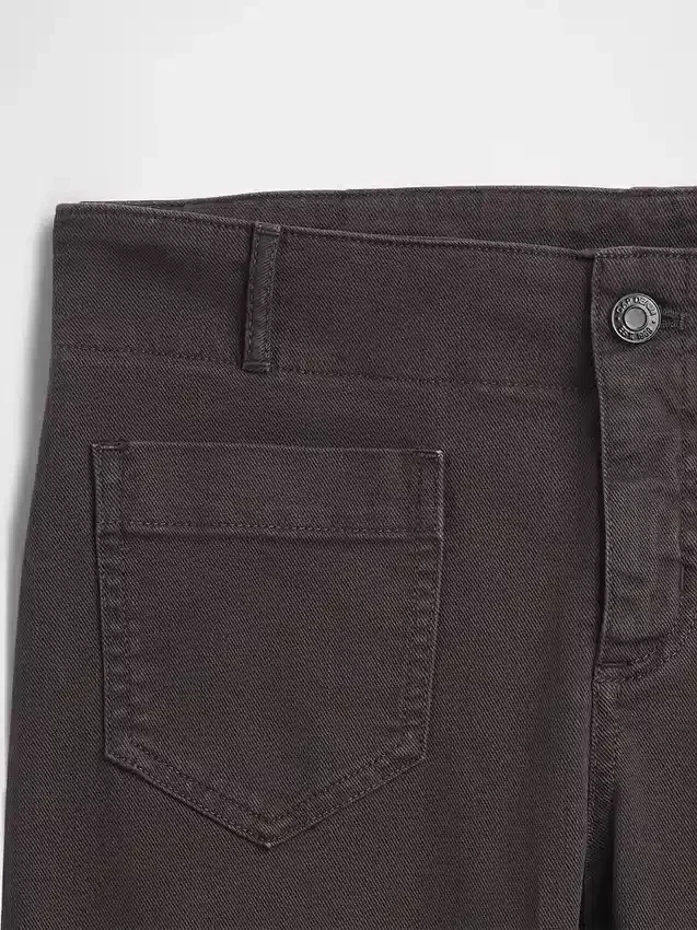 Pantalones largos y ajustados de sarga de talle bajo