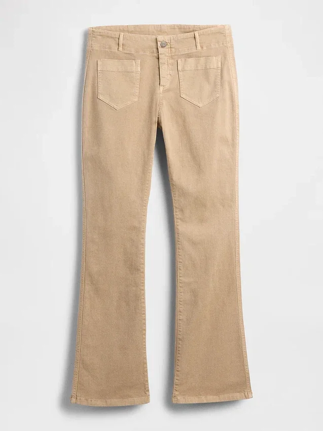 Pantalones largos y ajustados de sarga de talle bajo