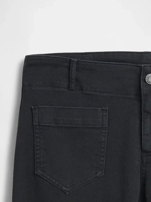 Pantalones largos y ajustados de sarga de talle bajo