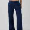 Pantalones plisados de mezclilla de talle bajo 365