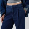 Pantalones plisados de mezclilla de talle bajo 365