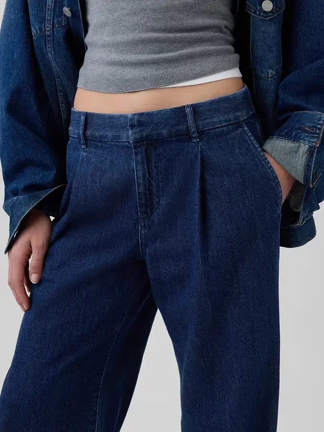 Pantalones plisados de mezclilla de talle bajo 365