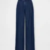 Pantalones plisados de mezclilla de talle bajo 365