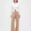 Pantalones plisados de sarga cepillada de talle alto 365