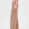 Pantalones plisados de sarga cepillada de talle alto 365