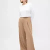 Pantalones plisados de sarga cepillada de talle alto 365
