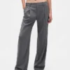 Pantalones plisados de sarga cepillada de talle bajo 365