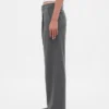 Pantalones plisados de sarga cepillada de talle bajo 365