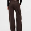 Pantalones plisados de sarga cepillada de talle bajo 365