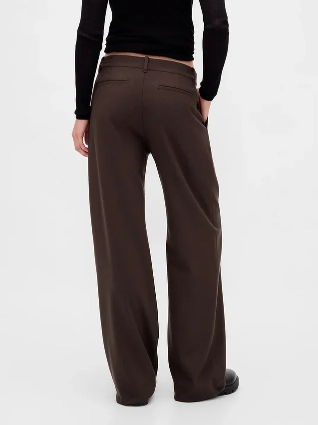 Pantalones plisados de sarga cepillada de talle bajo 365