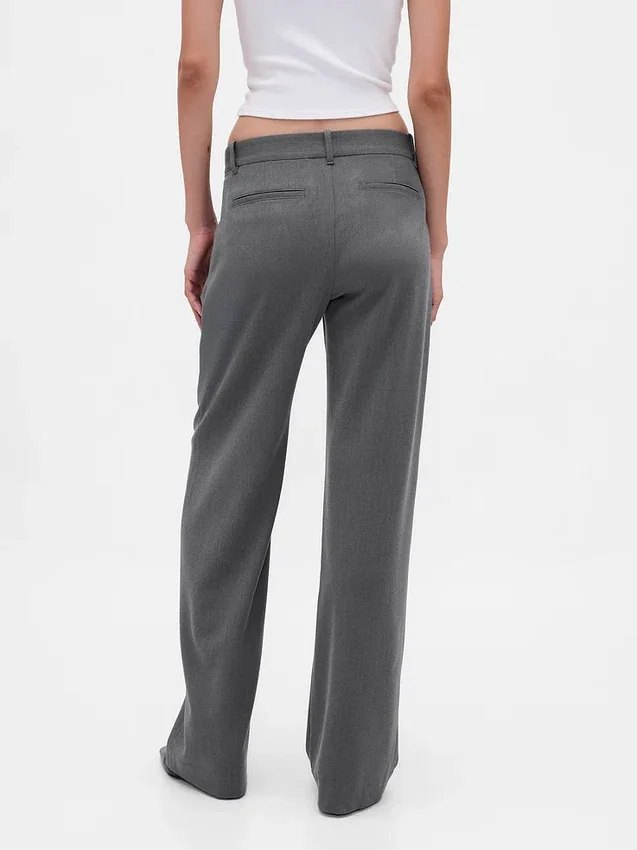 Pantalones plisados de sarga cepillada de talle bajo 365