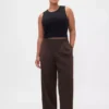 Pantalones plisados de sarga cepillada de talle bajo 365