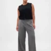Pantalones plisados de sarga cepillada de talle bajo 365