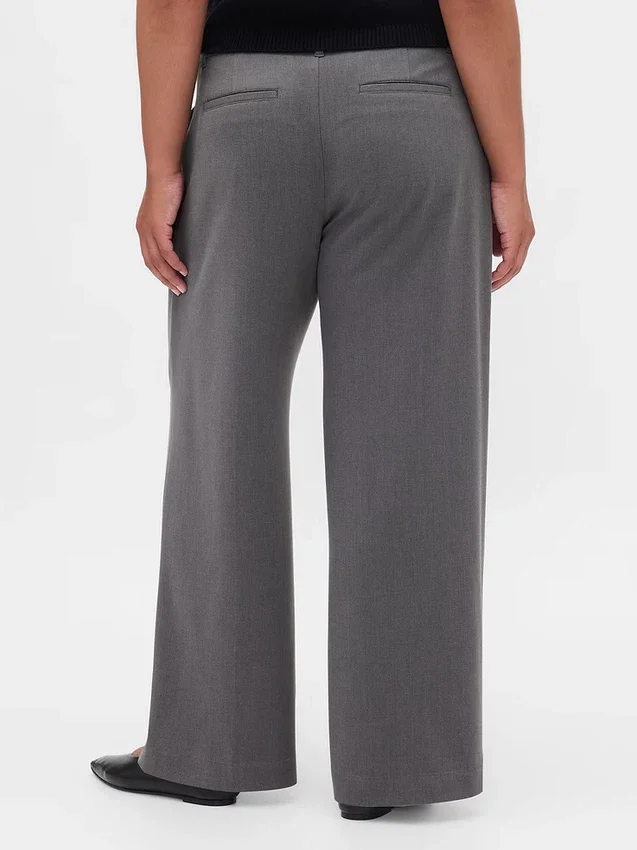 Pantalones plisados de sarga cepillada de talle bajo 365