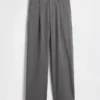 Pantalones plisados de sarga cepillada de talle bajo 365