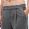 Pantalones plisados de sarga cepillada de talle bajo 365