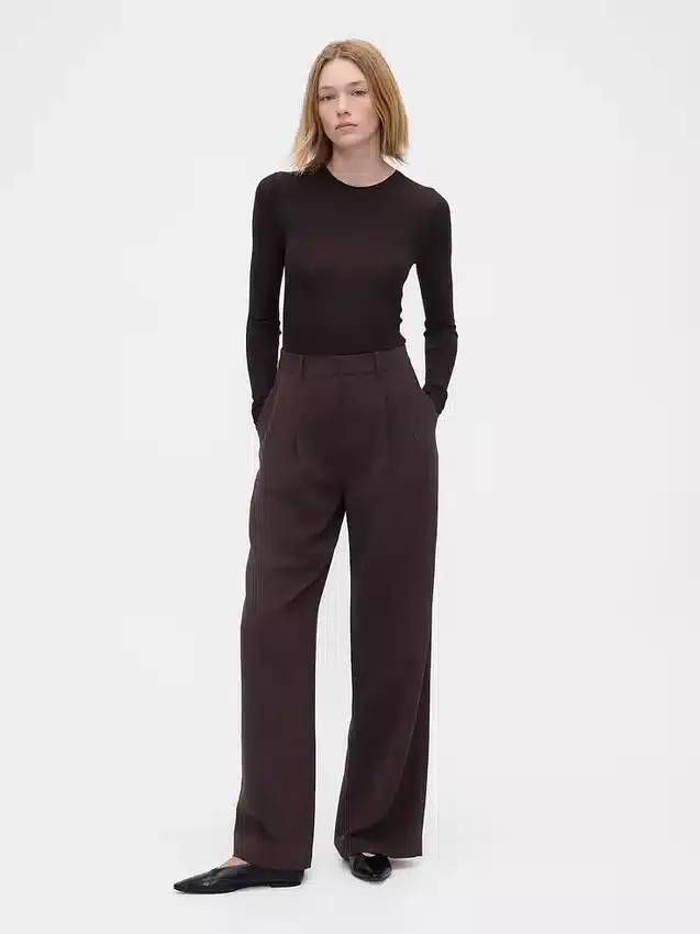 Pantalones plisados de talle alto 365