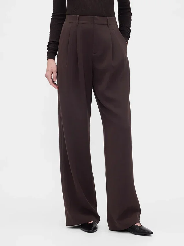 Pantalones plisados de talle alto 365