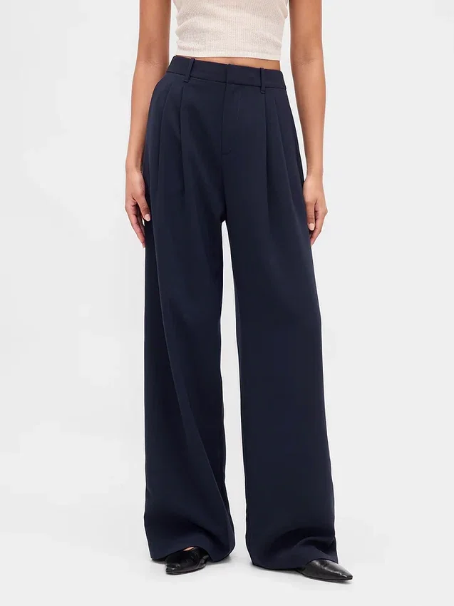Pantalones plisados de talle alto 365