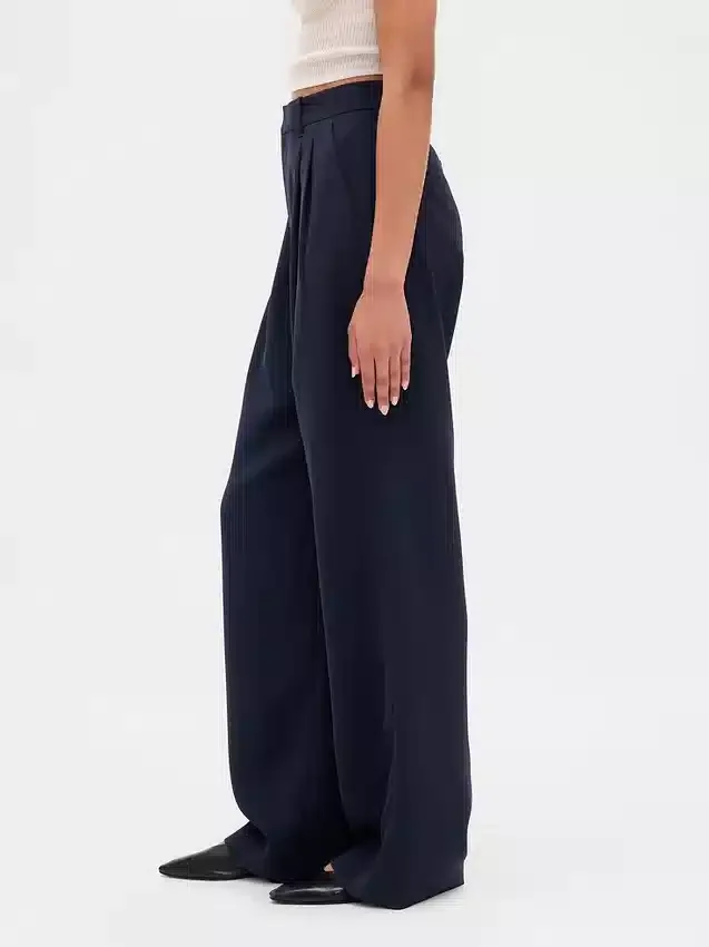 Pantalones plisados de talle alto 365