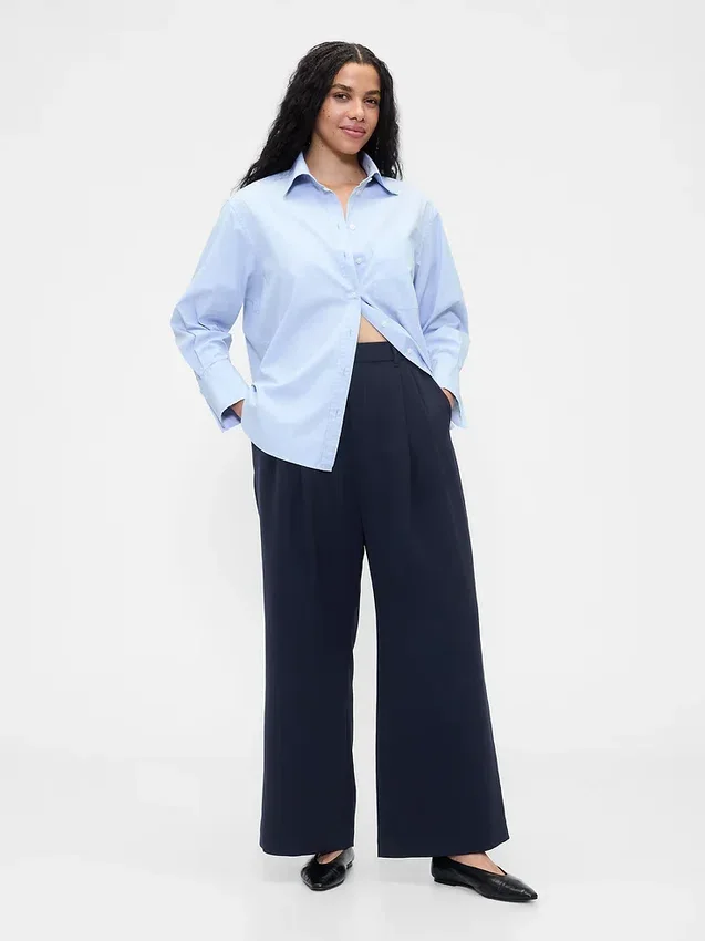 Pantalones plisados de talle alto 365