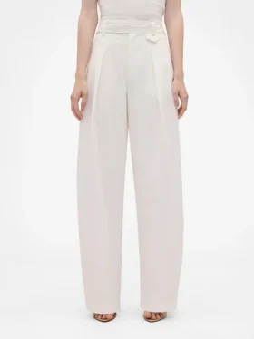 Pantalones plisados de talle alto con corte en arco de GAP × Victoria Beckham