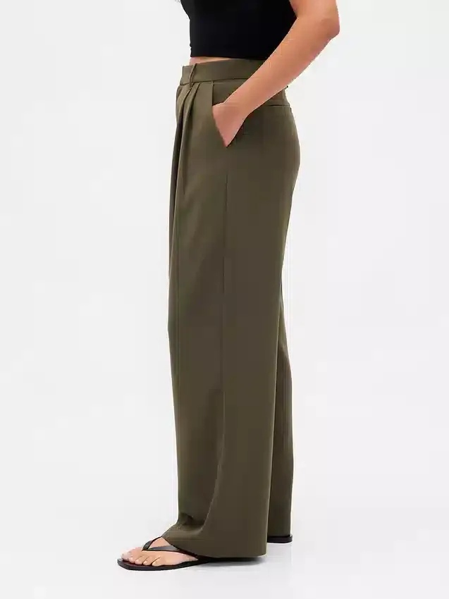 Pantalones plisados de talle alto Curvy 365