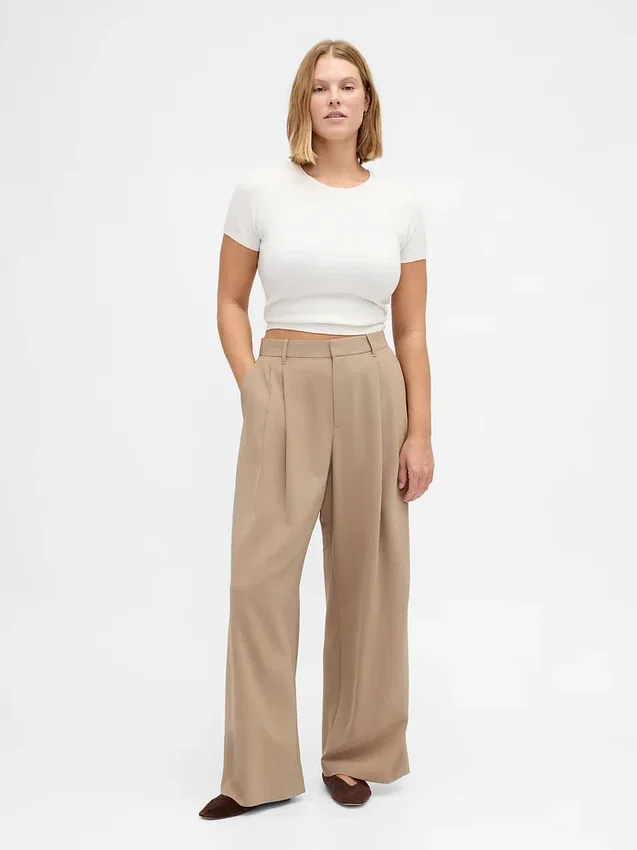 Pantalones plisados de talle alto Curvy 365