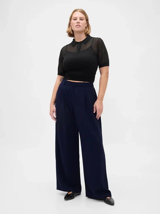 Pantalones plisados de talle alto Curvy 365