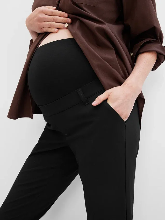 Pantalones premamá ajustados con panel completo