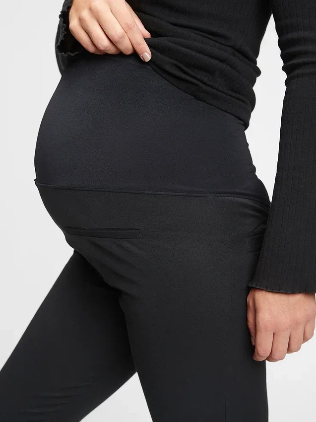 Pantalones premamá con panel completo y tejido elástico en dos direcciones