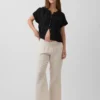 Pantalones premamá de gasa de algodón con panel completo