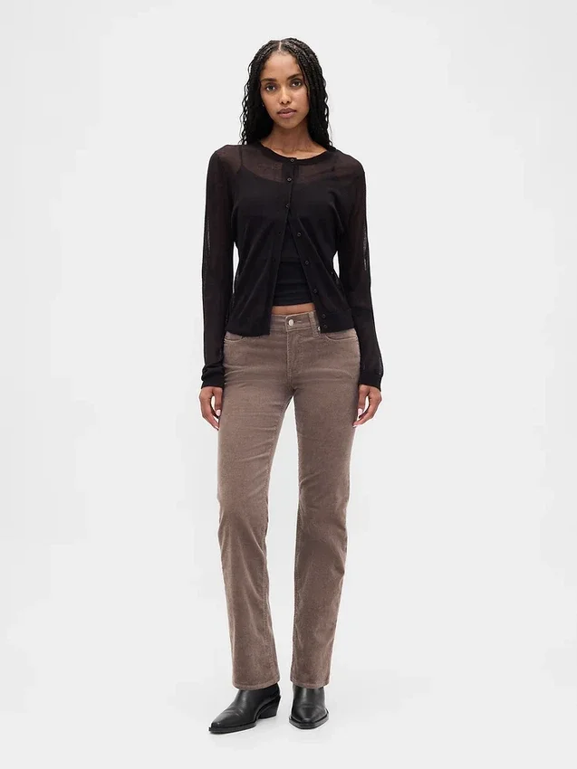 Pantalones rectos ajustados de pana de talle bajo estilo de los 90