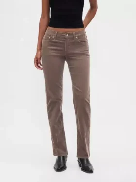 Pantalones rectos ajustados de pana de talle bajo estilo de los 90