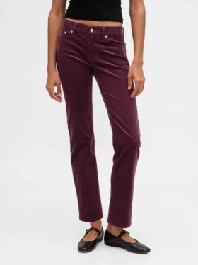 Pantalones rectos ajustados de pana de talle bajo estilo de los 90