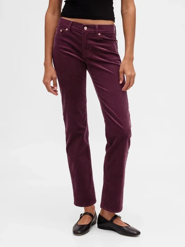 Pantalones rectos ajustados de pana de talle bajo estilo de los 90