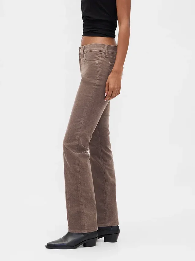 Pantalones rectos ajustados de pana de talle bajo estilo de los 90