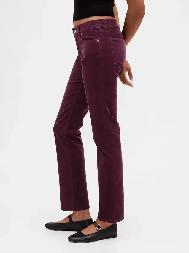 Pantalones rectos ajustados de pana de talle bajo estilo de los 90