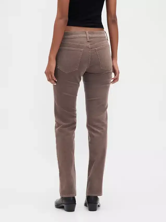 Pantalones rectos ajustados de pana de talle bajo estilo de los 90