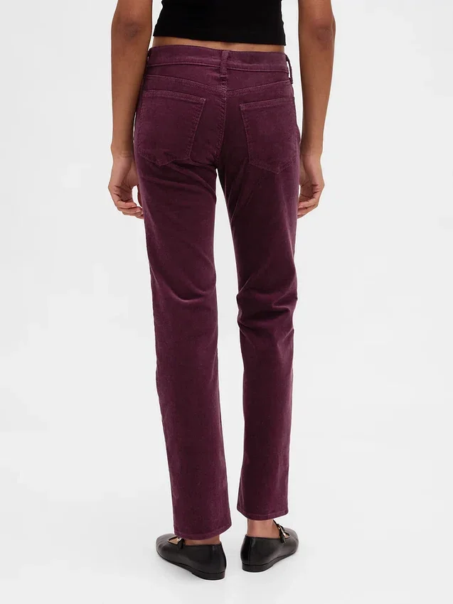 Pantalones rectos ajustados de pana de talle bajo estilo de los 90